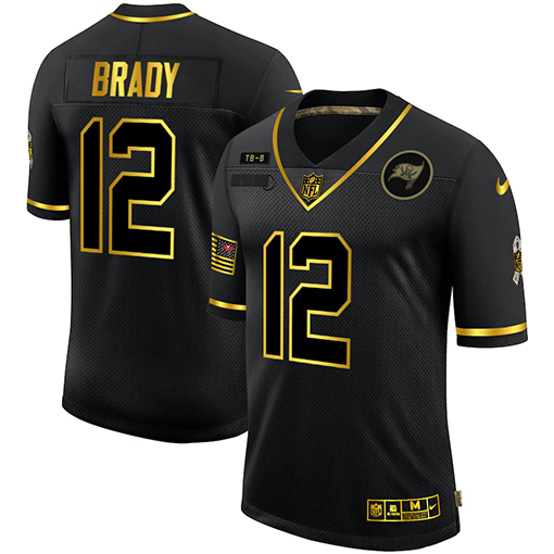 Tampa Bay Buccaneers #12 Tom Brady Men Nike 2020 Salute To Service Golden Limited NFL black Jerseys->tampa bay buccaneers->NFL Jersey
